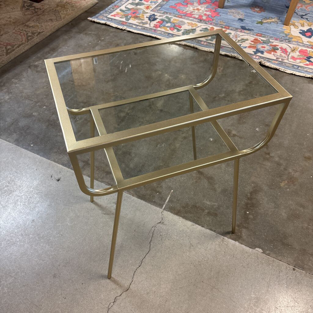 Curved Glass Top Terrace Nightstand 19.5 X 13.25 X 24.25