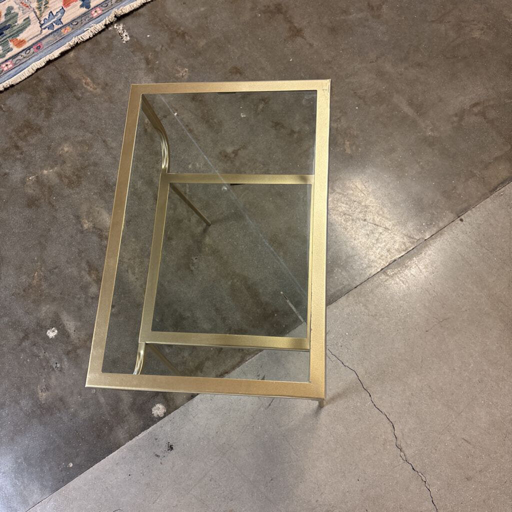 Curved Glass Top Terrace Nightstand 19.5 X 13.25 X 24.25
