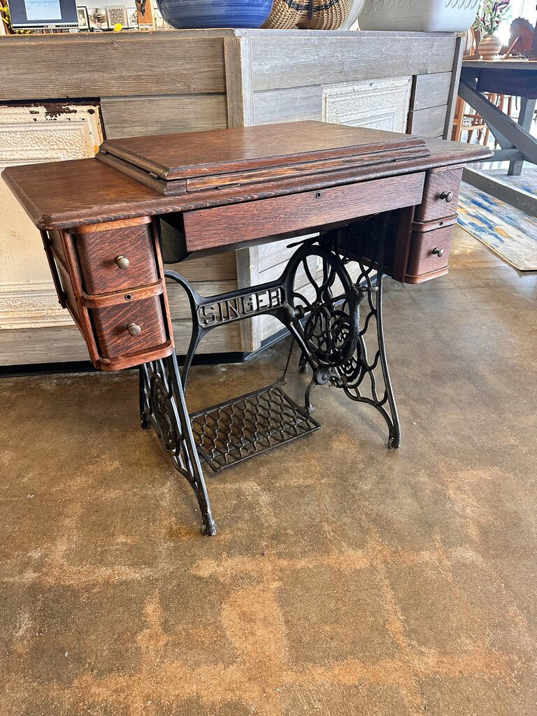 Singer Sewing Machine In Cabinet