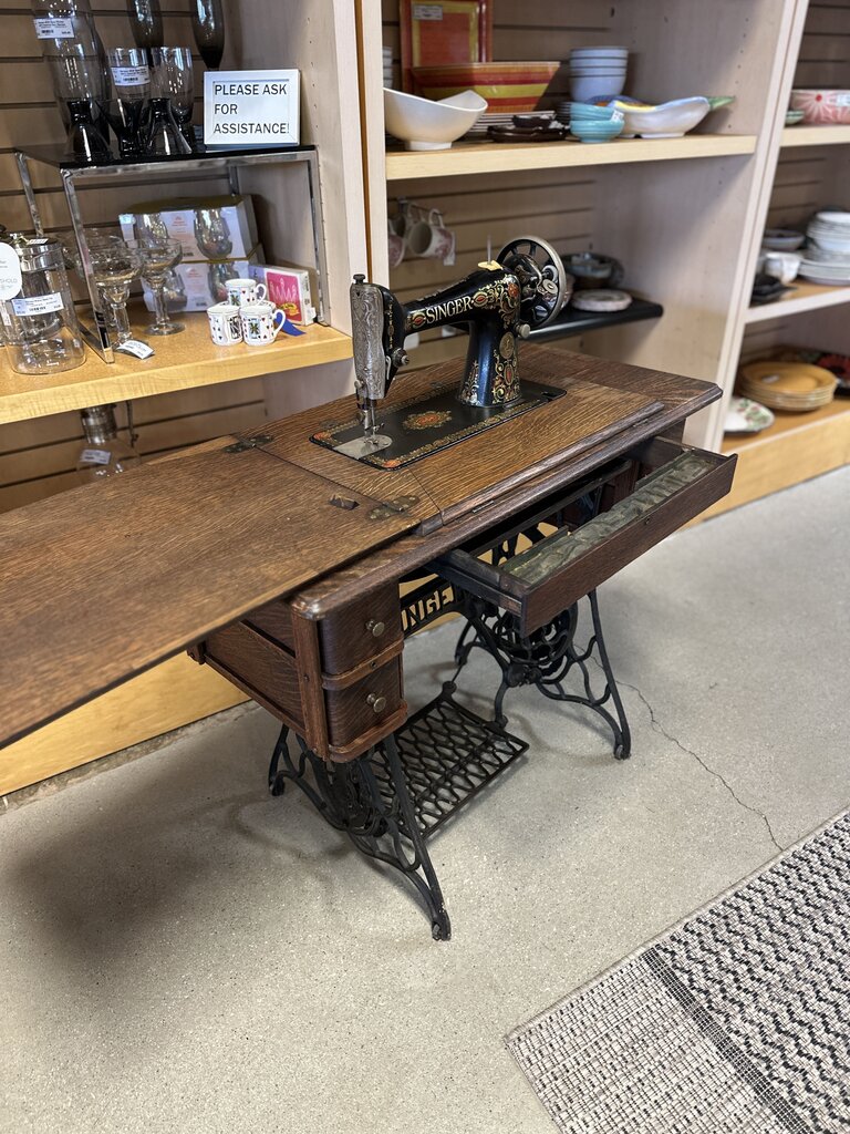 Singer Sewing Machine In Cabinet