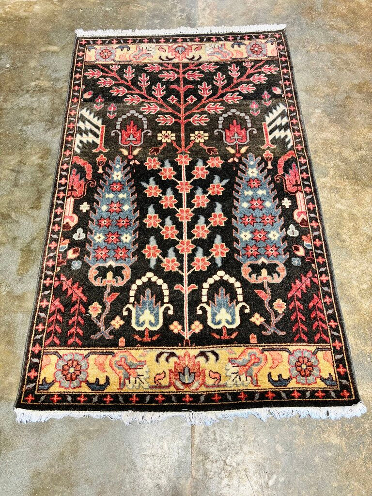 "Tree of Life" Motif Hand Knotted Rug 3 X 5