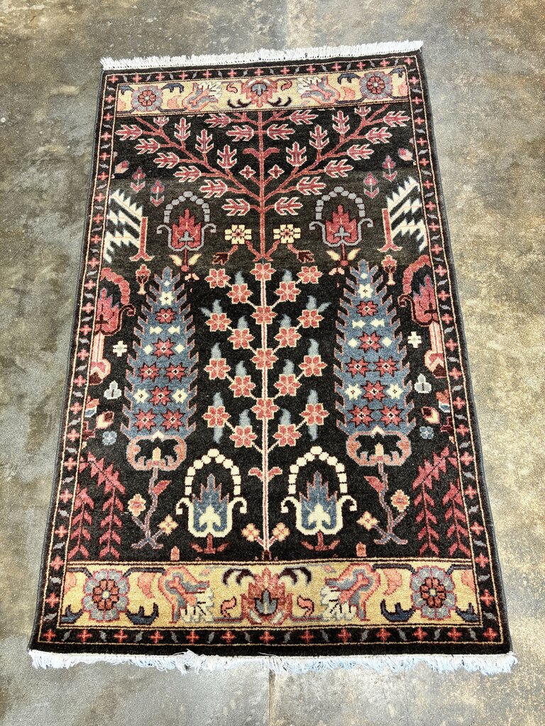 "Tree of Life" Motif Hand Knotted Rug 3 X 5