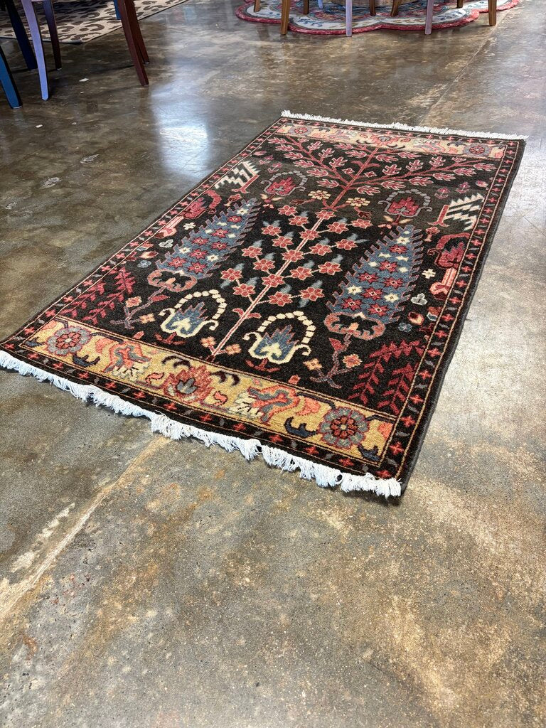 "Tree of Life" Motif Hand Knotted Rug 3 X 5
