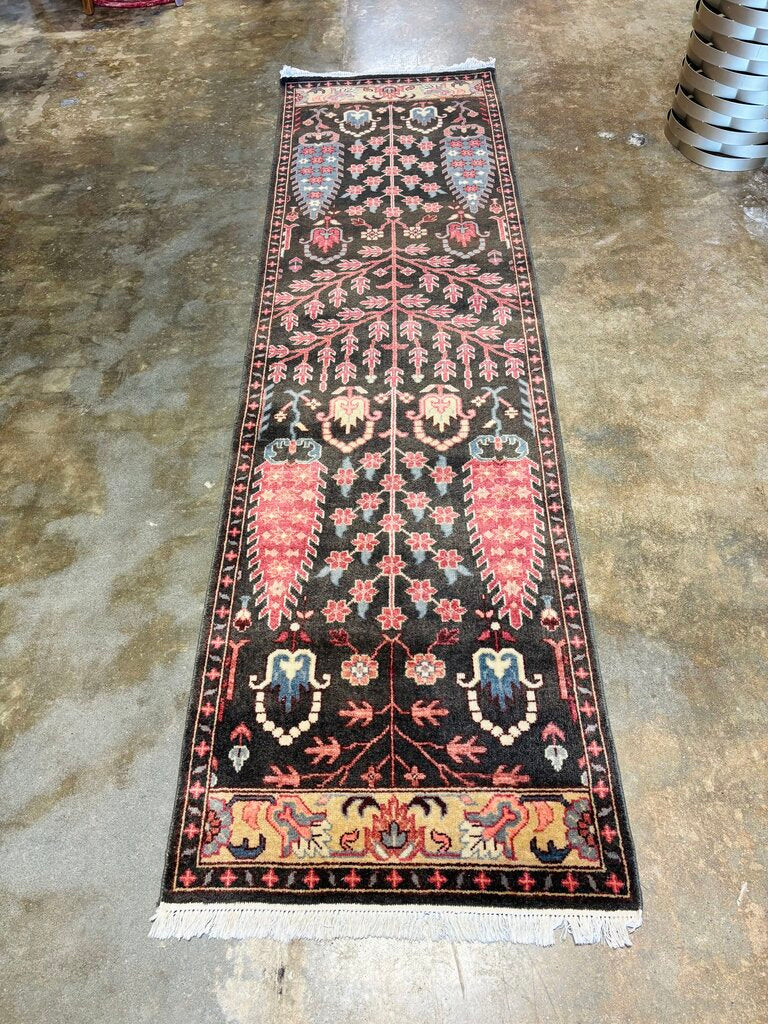 "Tree of Life" Motif Hand Knotted Runner 30.5 X 108