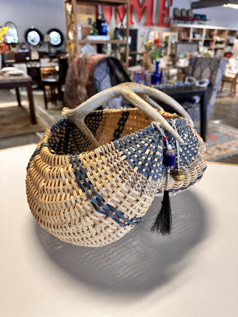 Antler Handle Rattan Basket