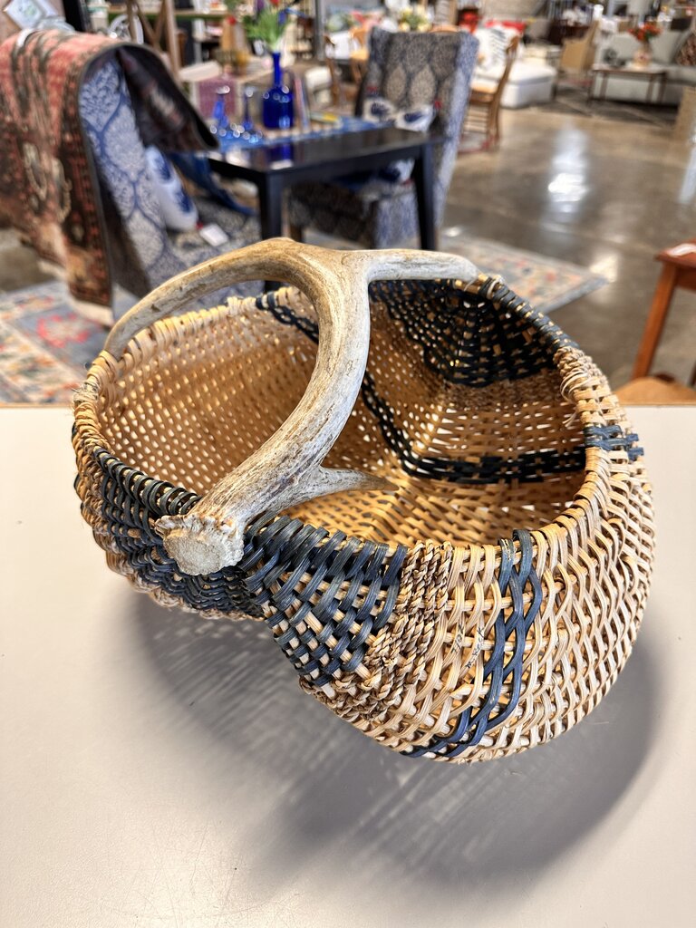 Antler Handle Rattan Basket