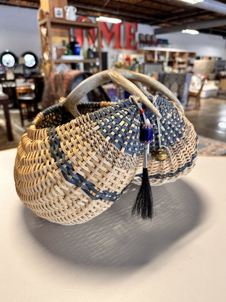 Antler Handle Rattan Basket
