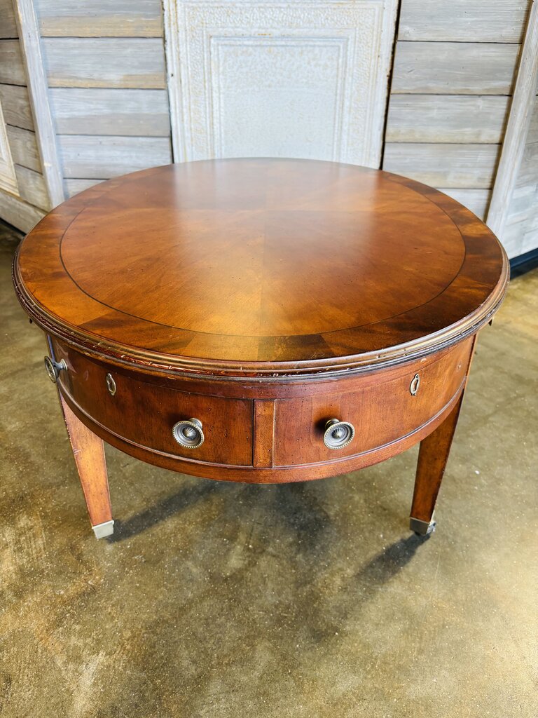 Oval Wood Coffee Table On Casters