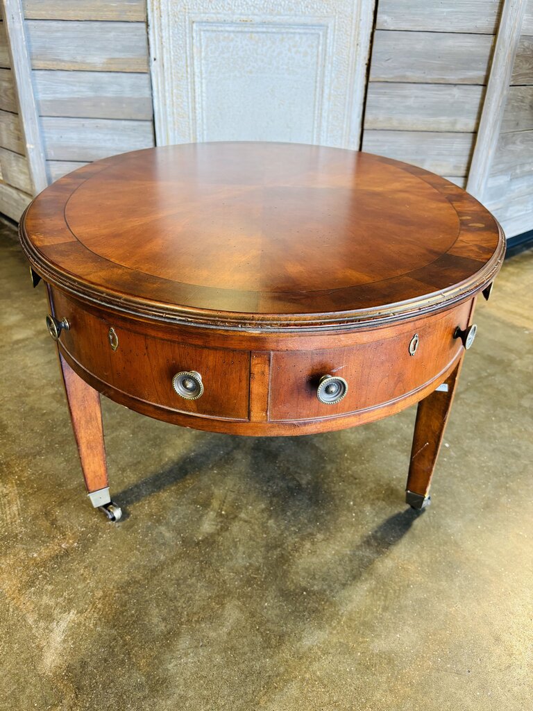 Oval Wood Coffee Table On Casters