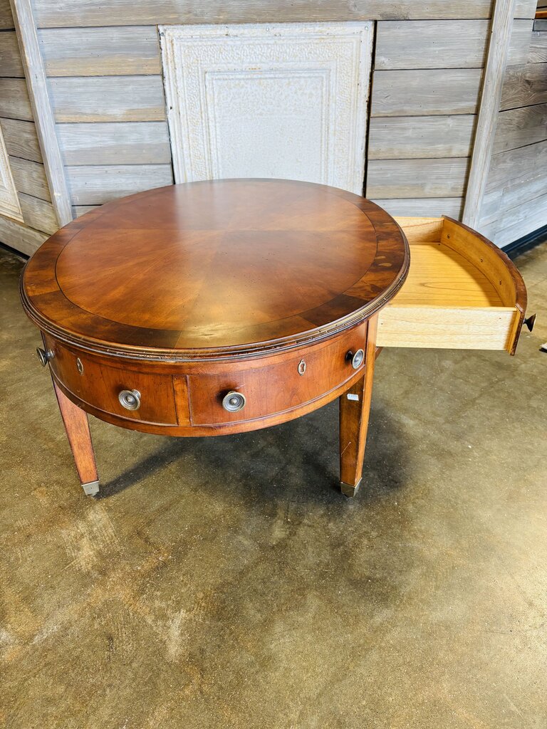 Oval Wood Coffee Table On Casters