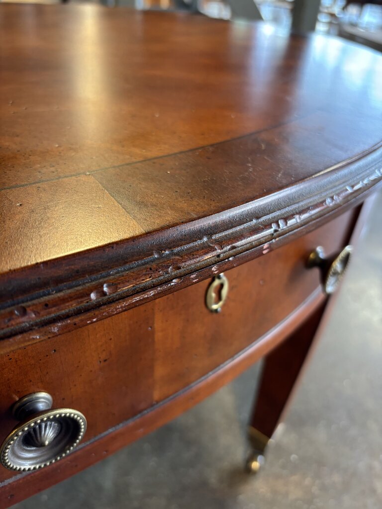 Oval Wood Coffee Table On Casters