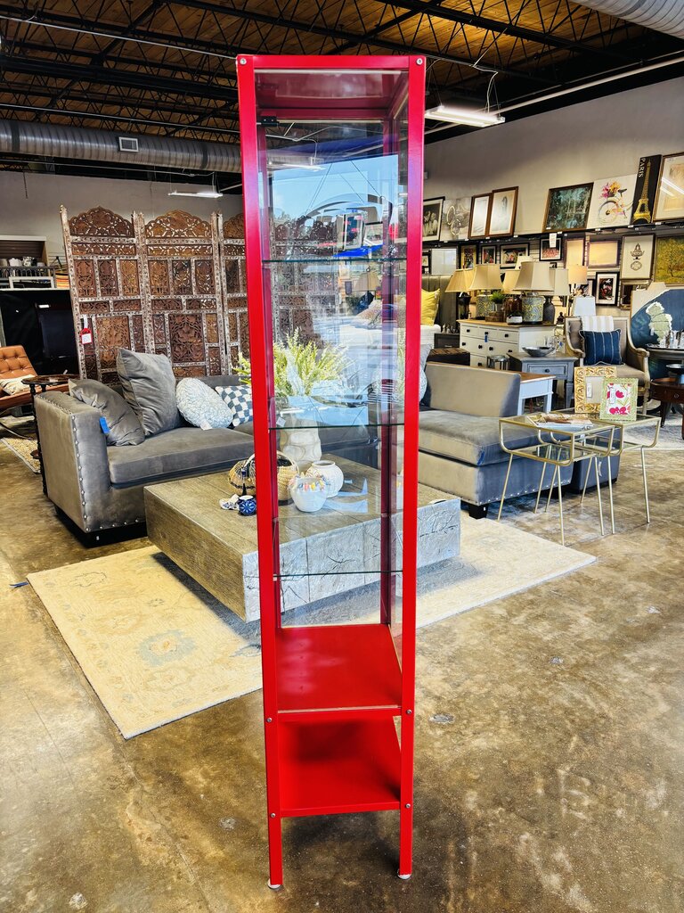 Glass/Metal Biby Cabinet w/Key 15.5 X 13 X 69