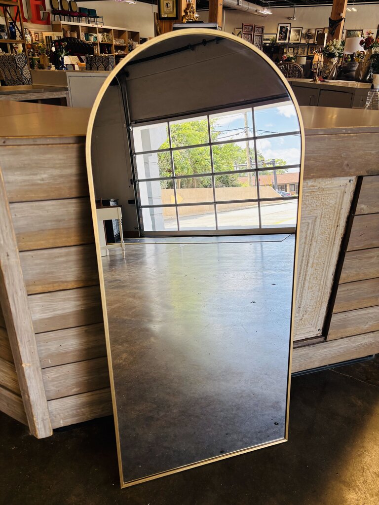 Rounded Gold Frame Wall Mirror