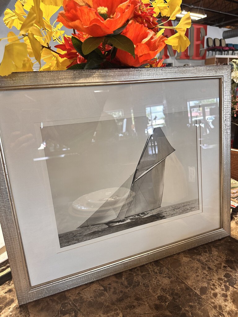 Framed Silver B&W Regatta II