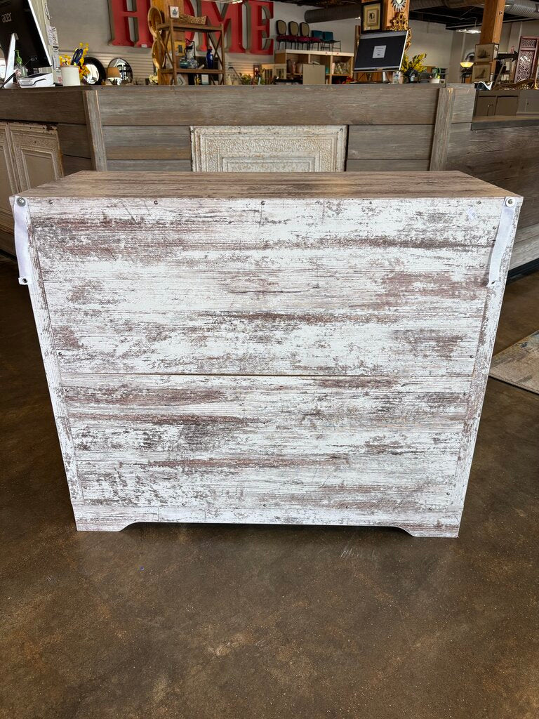 Painted Wood Sideboard 2 Drawers, 2 Doors 35.5 X 15.5 X 30.25