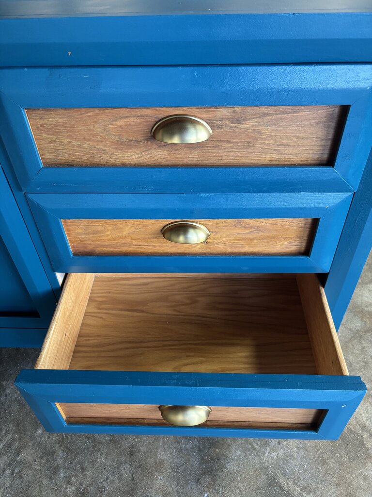 Painted 6 Drawer 2 Door Dresser 74 X 18 X 30