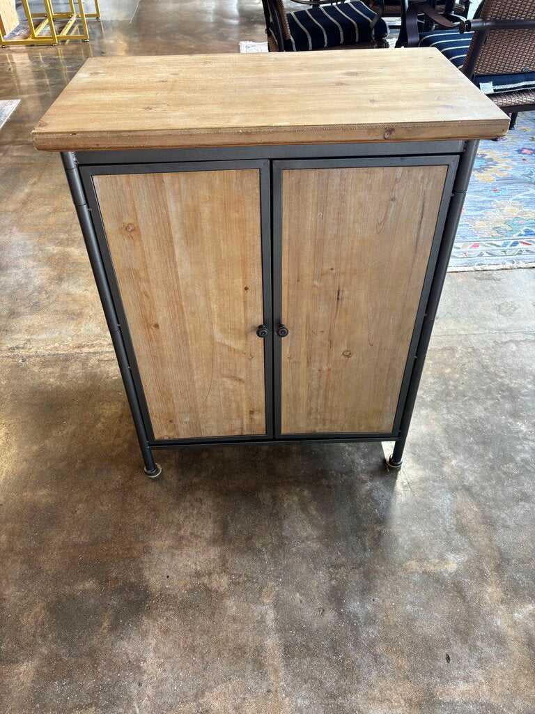 Wood/Metal 2 Drawer Cabinet 26 X 15.5 X 32