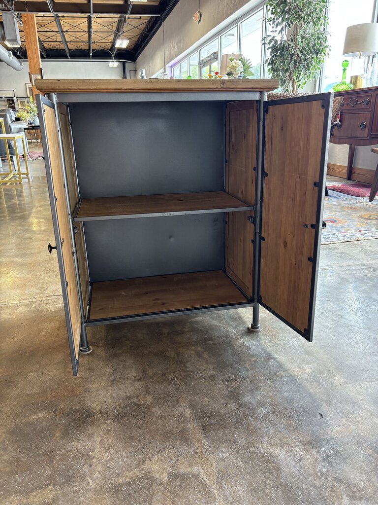 Wood/Metal 2 Drawer Cabinet 26 X 15.5 X 32