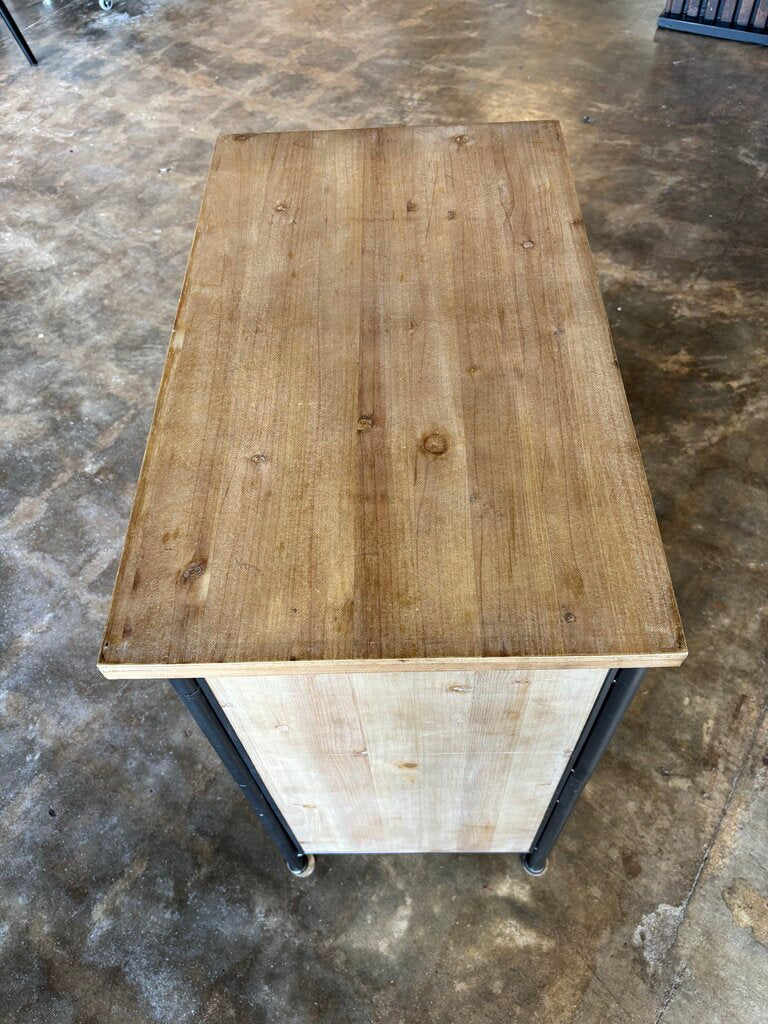 Wood/Metal 2 Drawer Cabinet 26 X 15.5 X 32