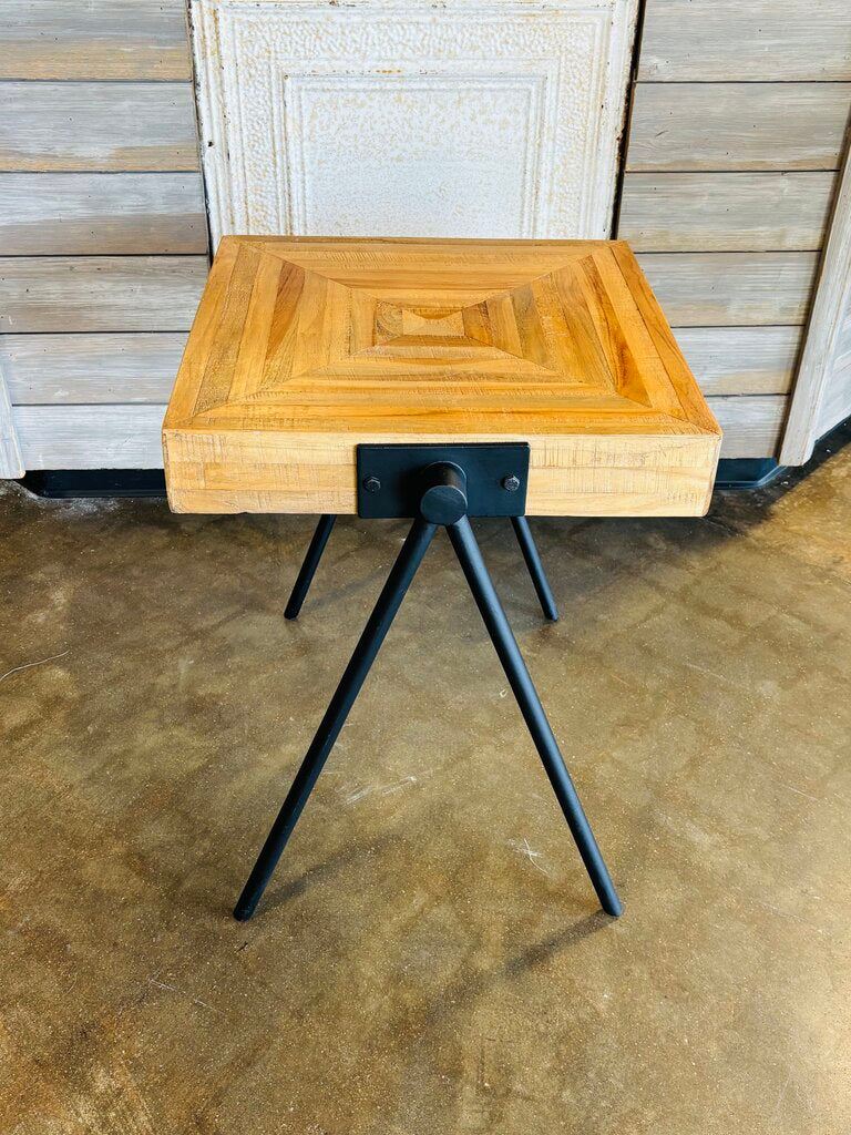 Wood & Metal Square Accent Table