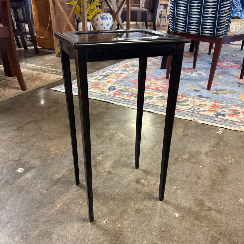 Asian Design Glass Insert Accent Table 11.5 X 9 X 20.5