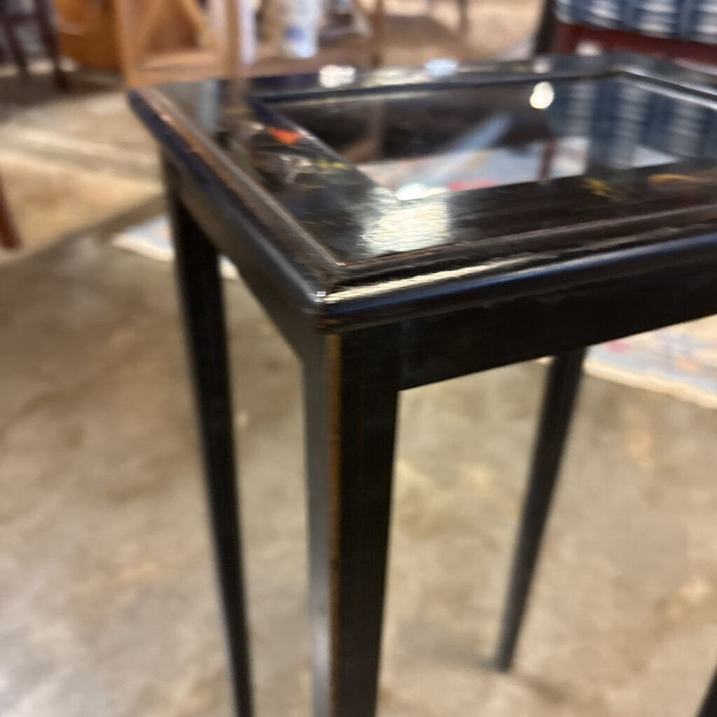 Asian Design Glass Insert Accent Table 11.5 X 9 X 20.5