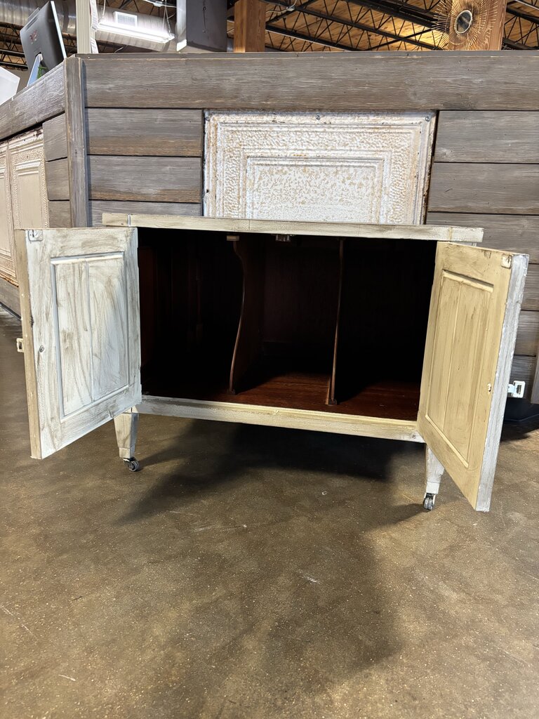 Painted Rolling Record/LP Cabinet 28 X 20 X 21.75