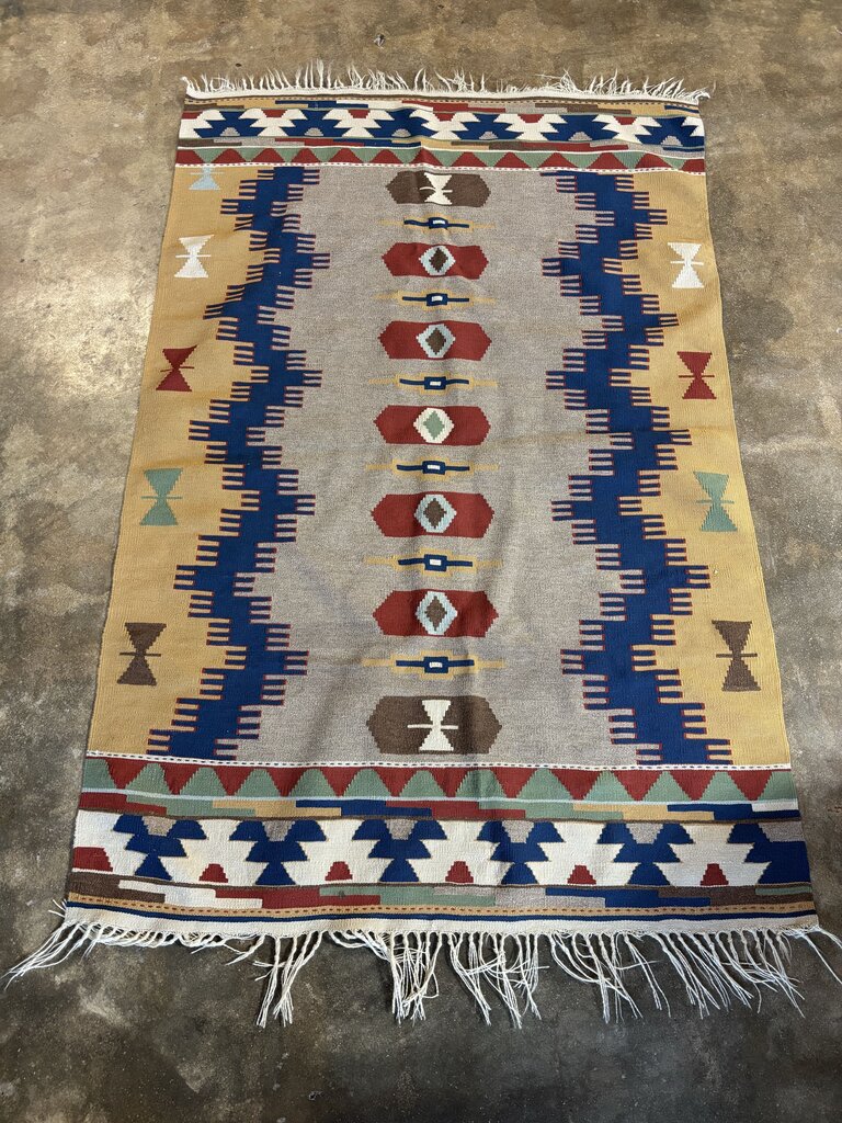 Handwoven Kilim Fringed Rug 46.25 X 71