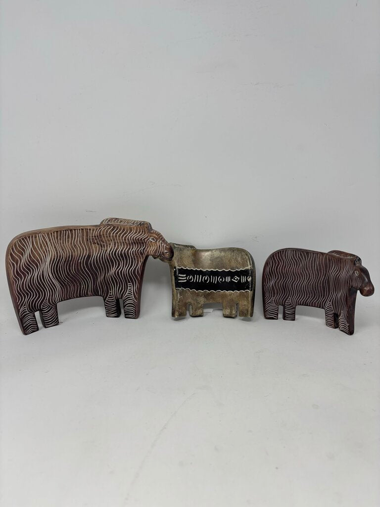 Hand Carved Soapstone Animal Sculptures 3 PC
