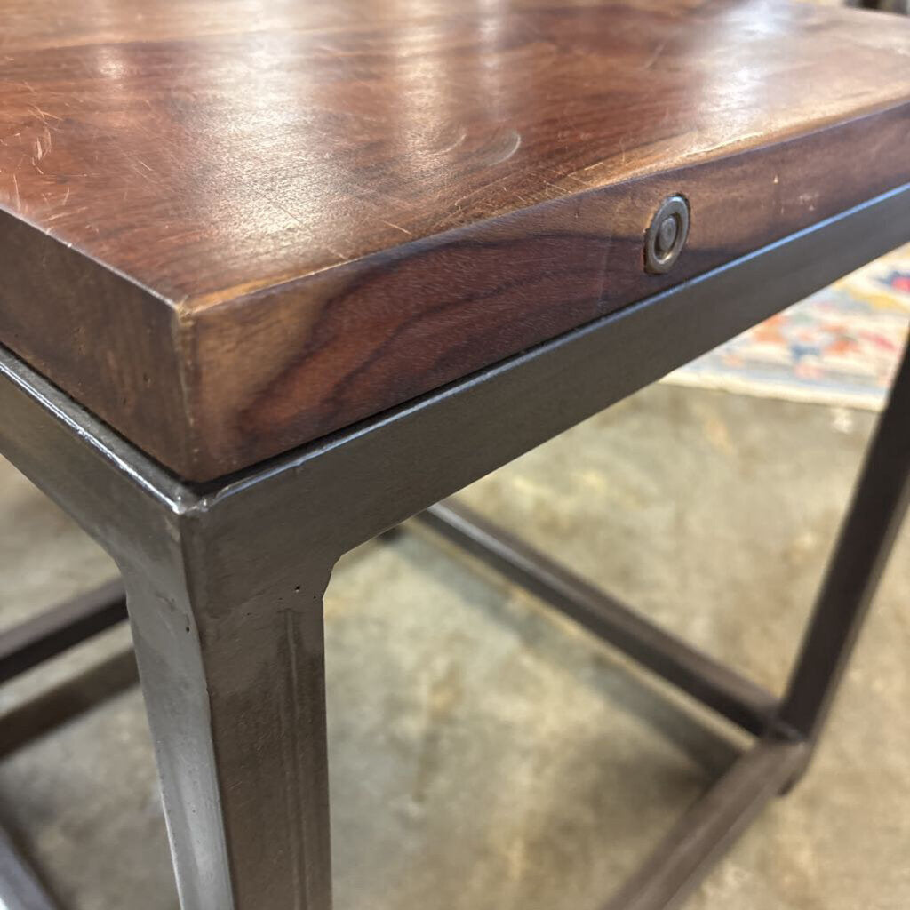 Wood/Metal Side Table 22 X 22 X 23.5