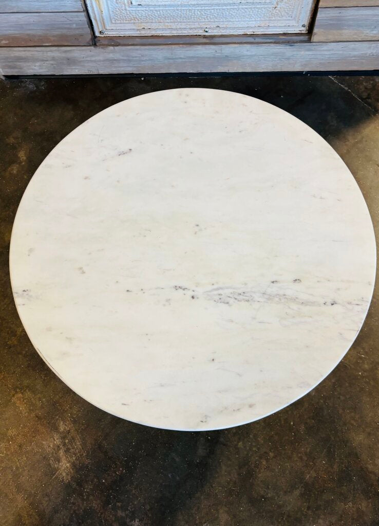 Marble Top On Hammered Base Coffee Table