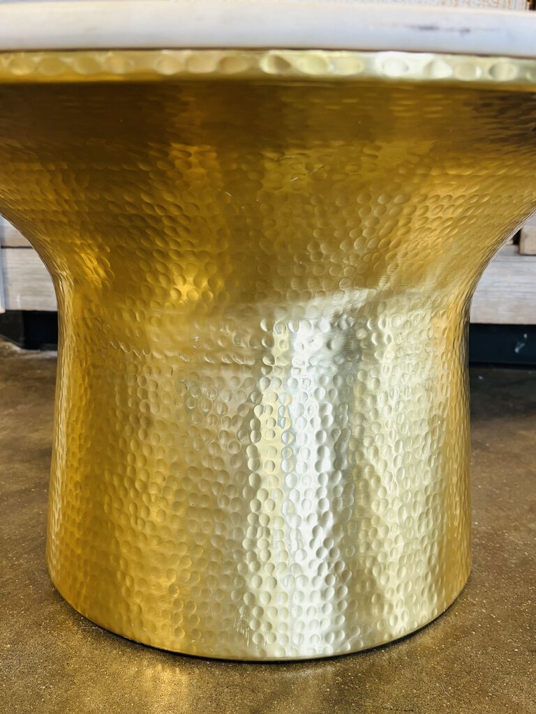 Marble Top On Hammered Base Coffee Table