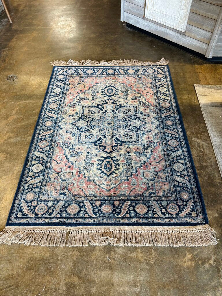 Vintage Machine Made Wool Area Rug 52 X 73