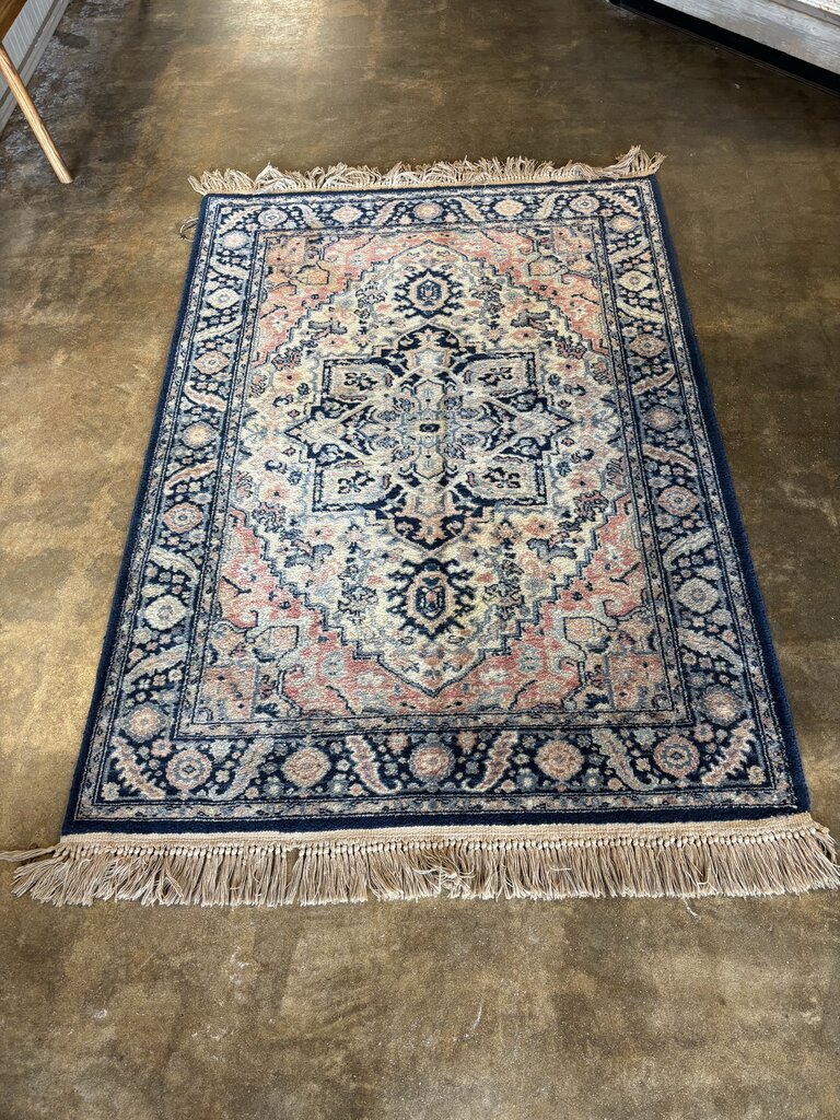Vintage Machine Made Wool Area Rug 52 X 73