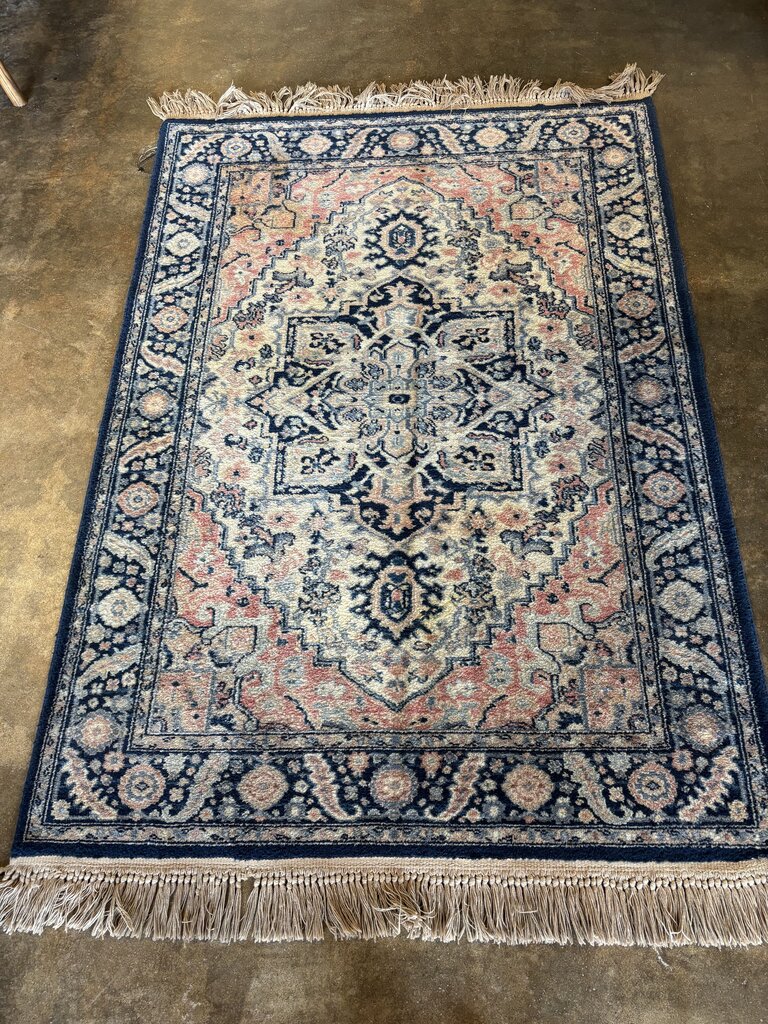 Vintage Machine Made Wool Area Rug 52 X 73