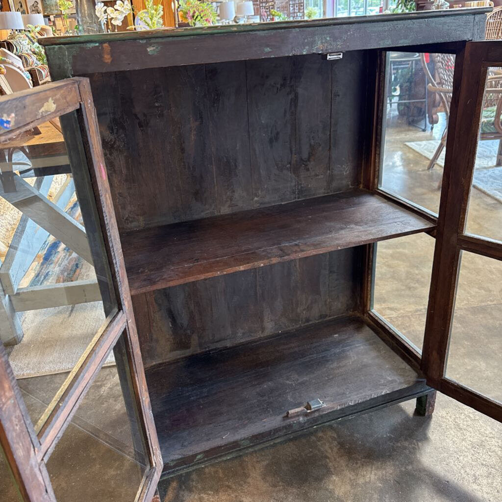 Wood Glass 2 Door Cabinet 35.5 X 16 X 44.5