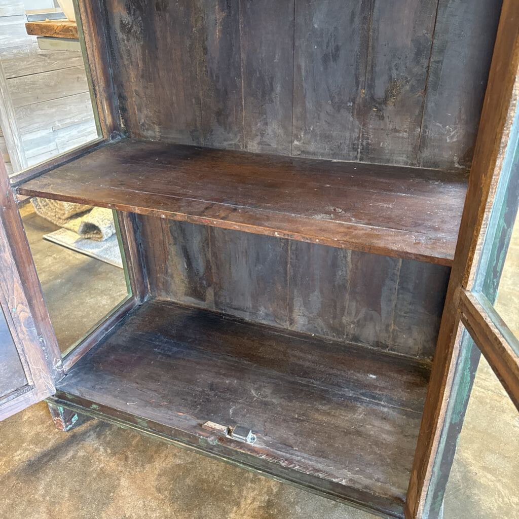 Wood Glass 2 Door Cabinet 35.5 X 16 X 44.5
