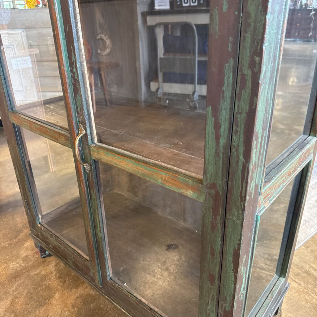 Wood Glass 2 Door Cabinet 35.5 X 16 X 44.5