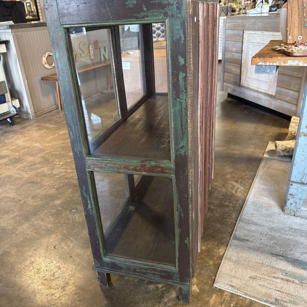 Wood Glass 2 Door Cabinet 35.5 X 16 X 44.5