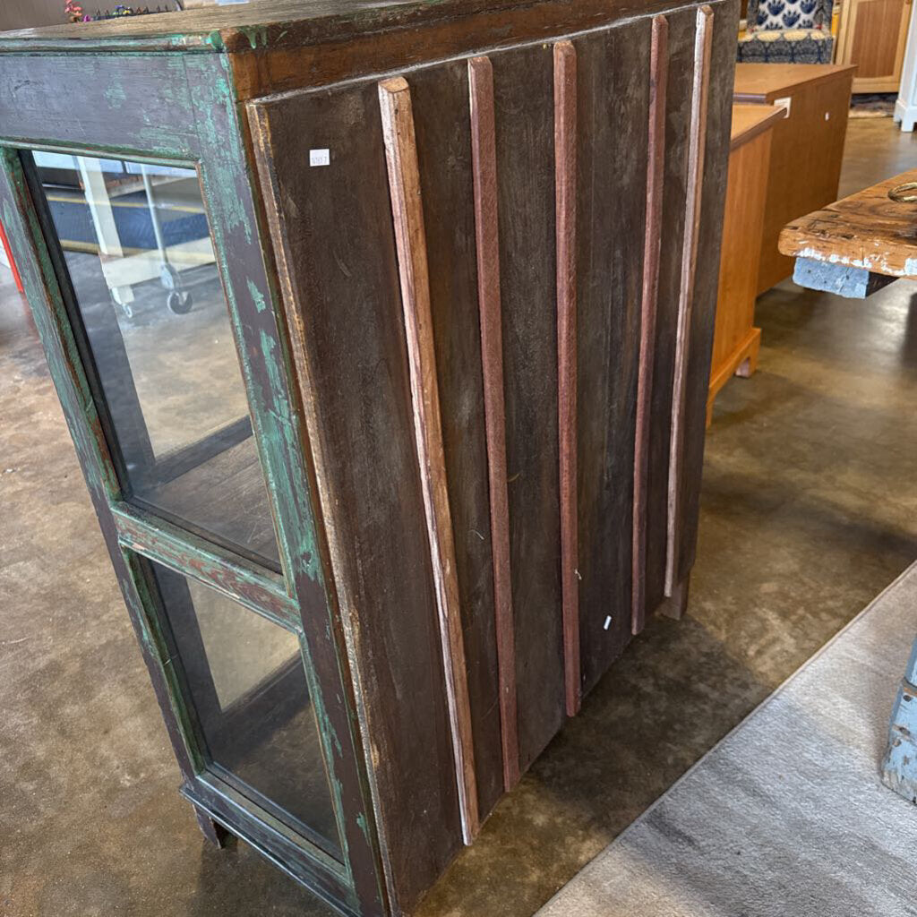 Wood Glass 2 Door Cabinet 35.5 X 16 X 44.5
