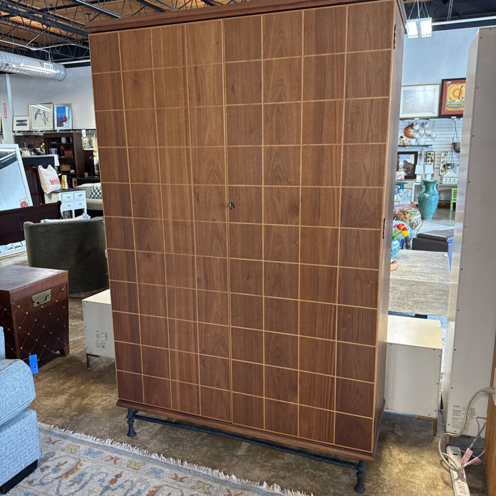Foliate Walnut Wood Storage Cabinet 49.25 X 19.5 X 76.5