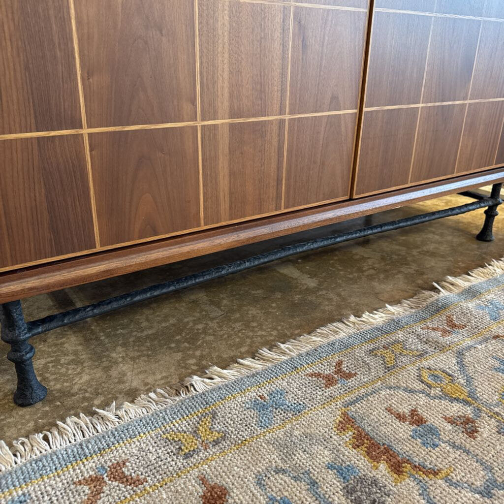 Foliate Walnut Wood Storage Cabinet 49.25 X 19.5 X 76.5