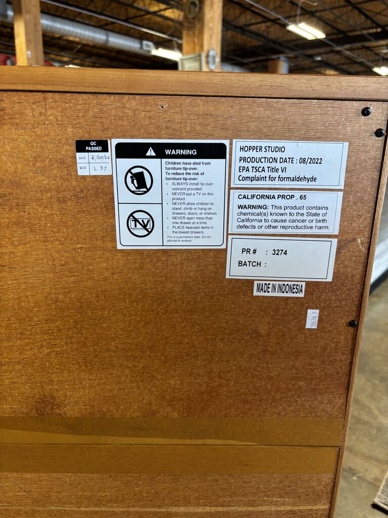 Wood/Rattan 2 Door Cabinet 34.25 X 15 X 34