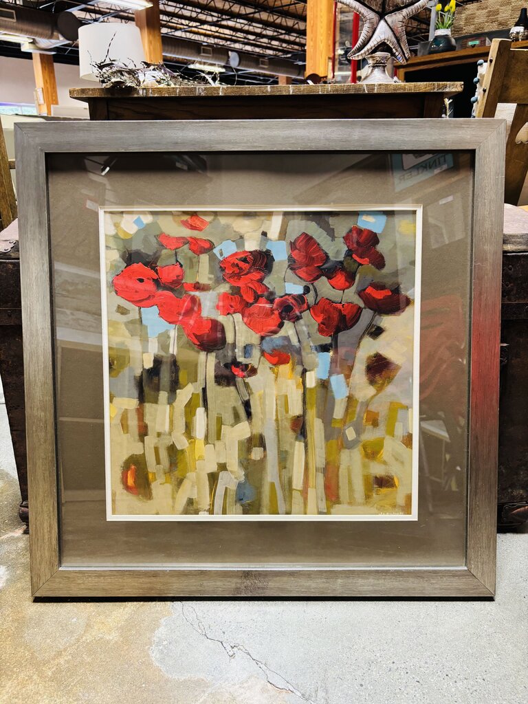 Framed Water By Poppies 27 X 27