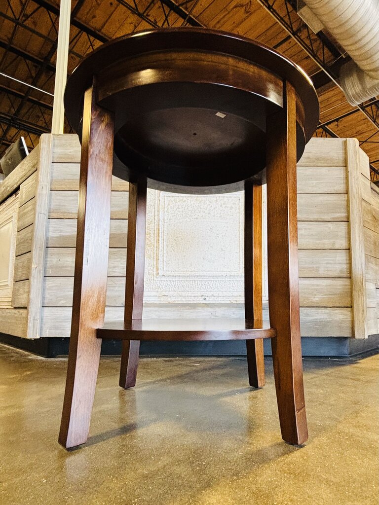 Round Wood Two Tier Accent Table 22"R 25.5"H