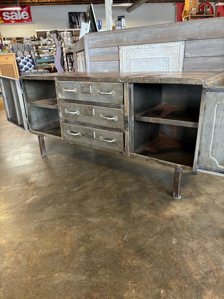 Metal 2 Door 3 Drawer Cabinet 55 X 16 X 25.25