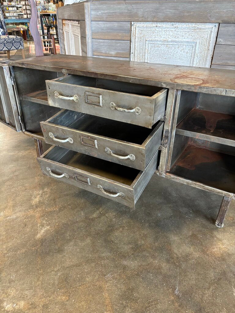 Metal 2 Door 3 Drawer Cabinet 55 X 16 X 25.25