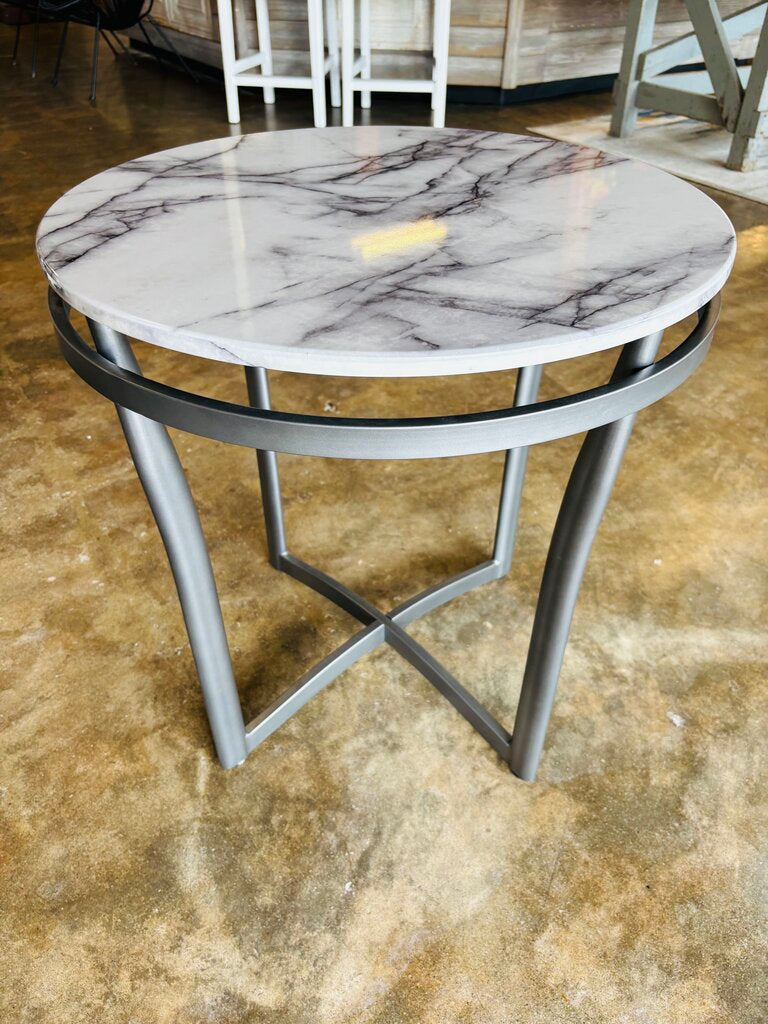 Faux Marble Round Accent Table 24"R 24.5"H