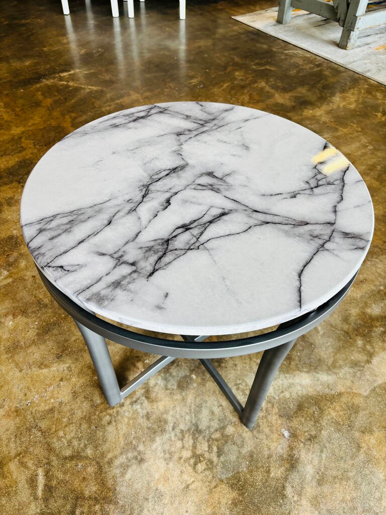 Faux Marble Round Accent Table 24"R 24.5"H