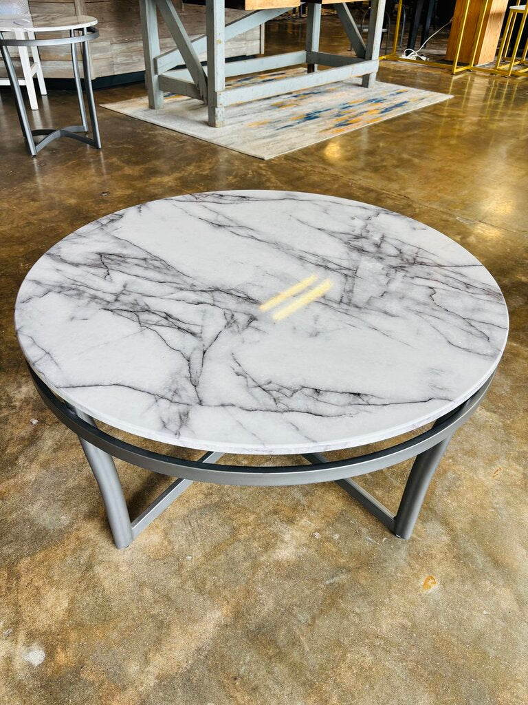 Faux Marble Round Coffee Table 36"R 18"H